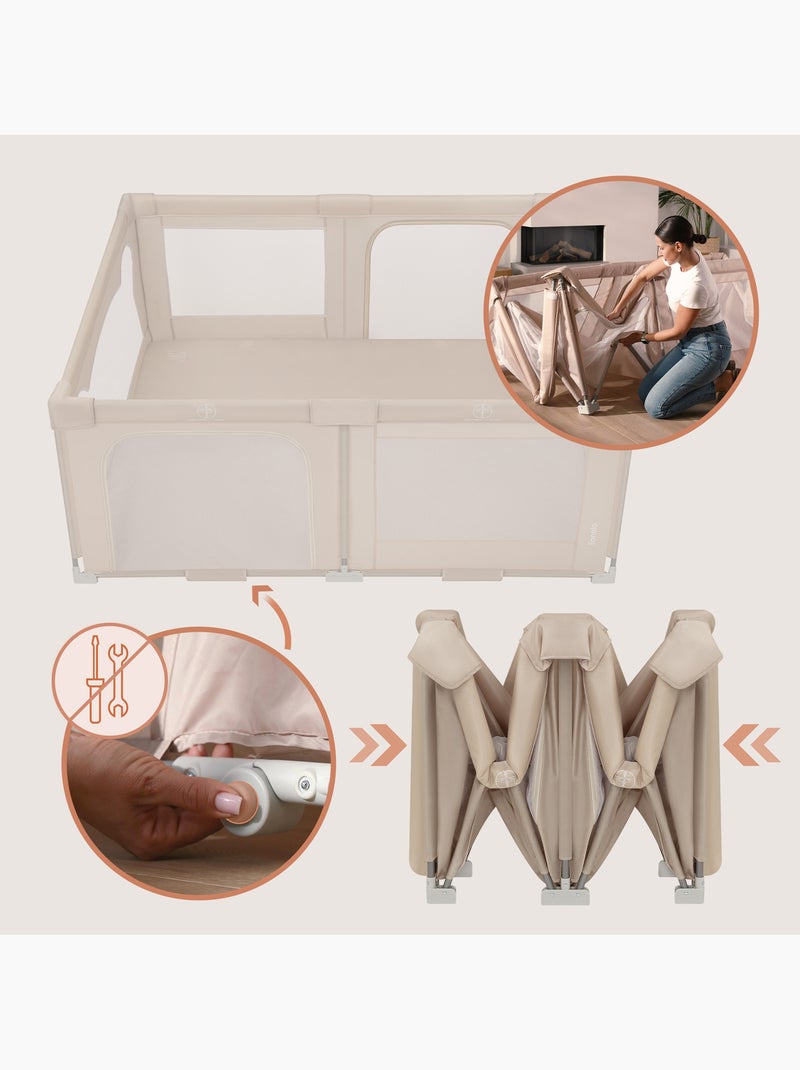 Grande recinto per bambini LIONELO Florence - Montaggio molto rapido - Spazio molto ampio - Borsa in Beige - Kiabi