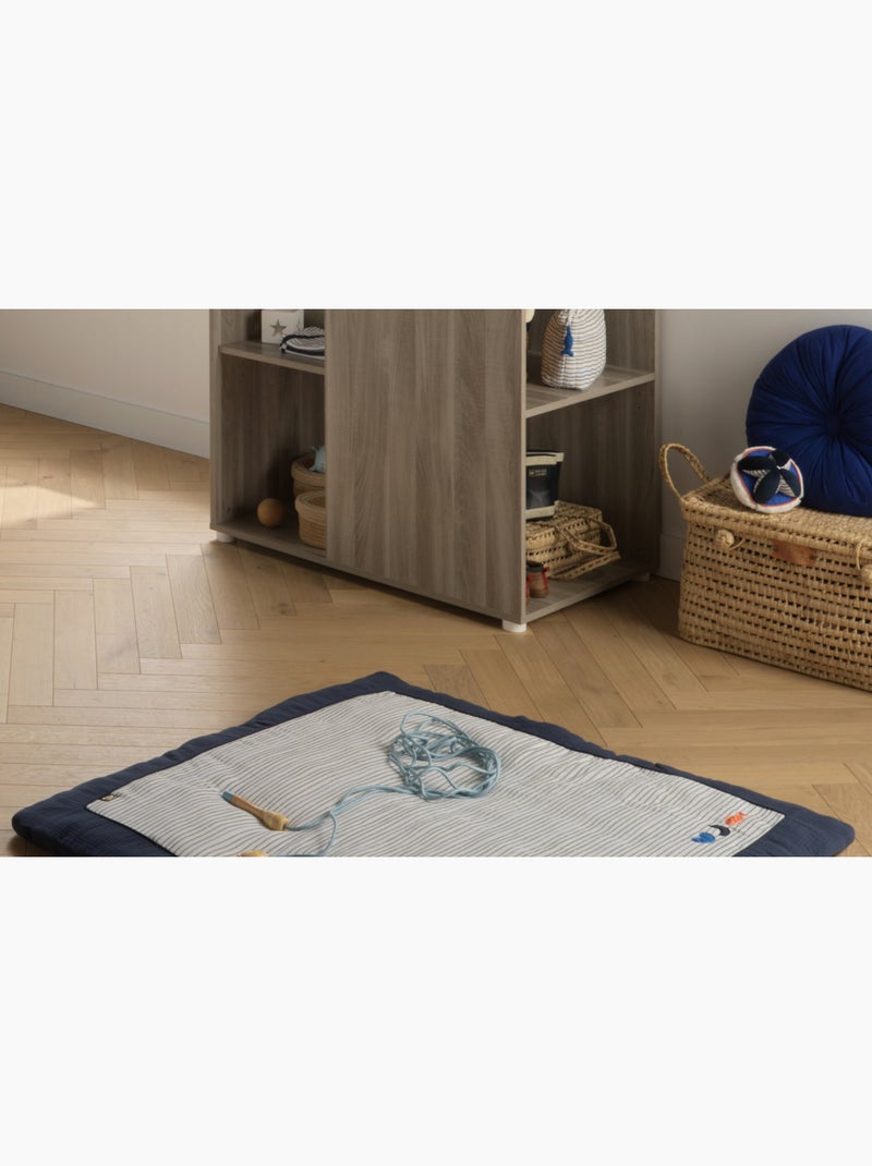 Grande tappeto da gioco in doppia garza di cotone - SAUTHON Blu Bianco - Kiabi