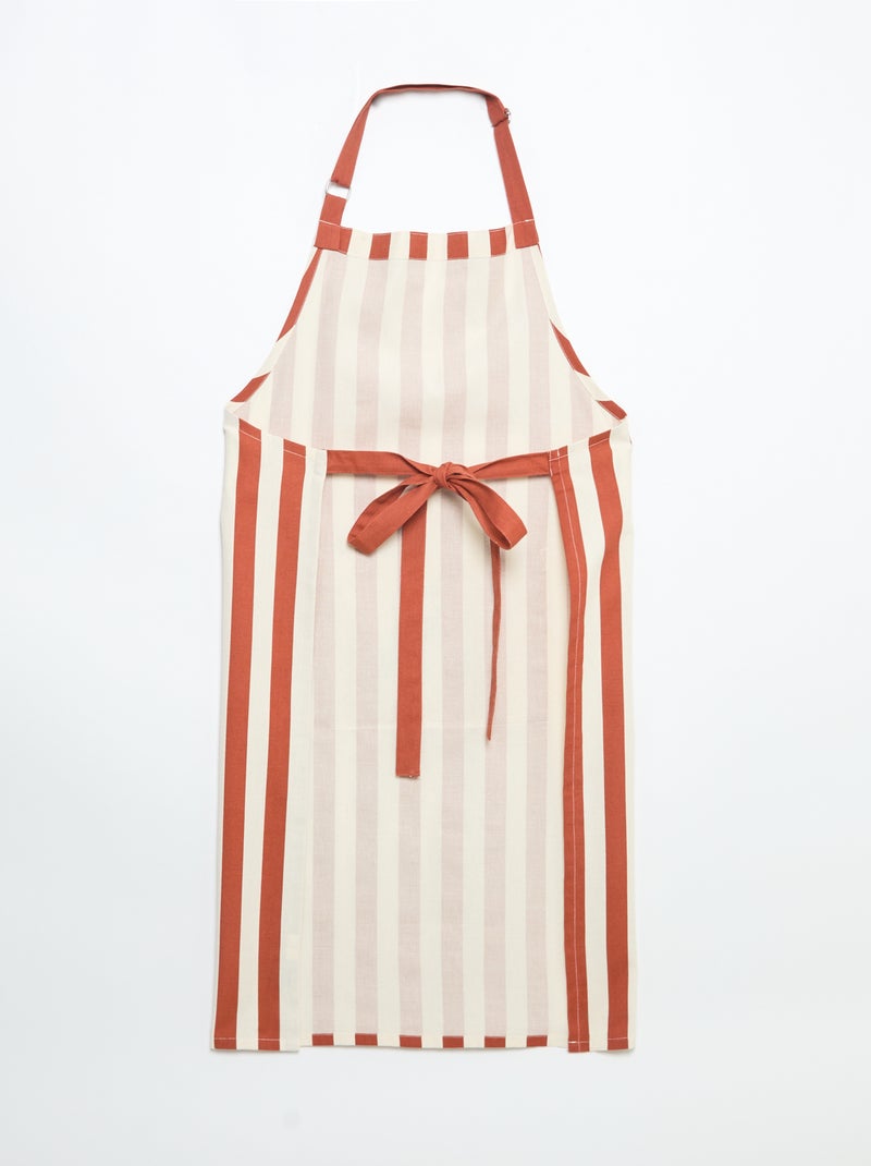 Grembiule a righe con tasca ricamata Beige - Kiabi
