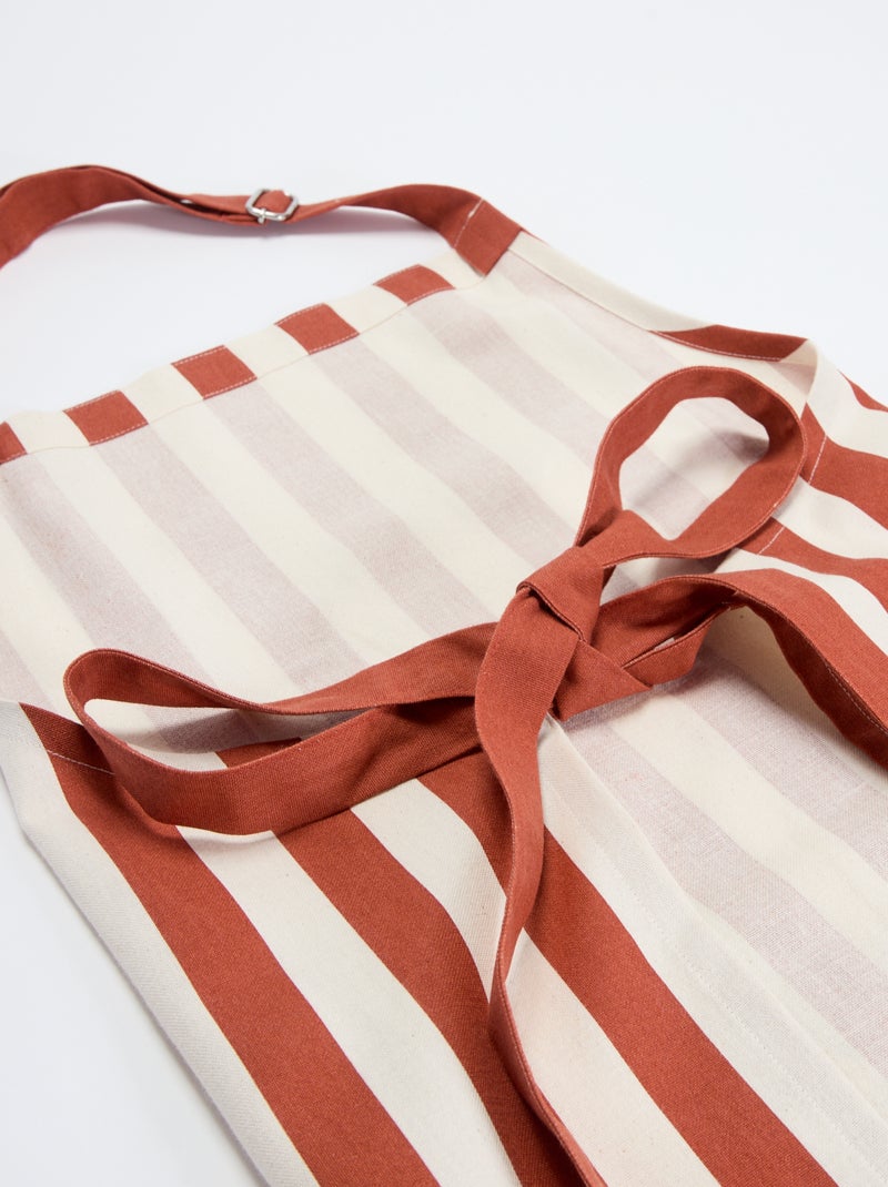 Grembiule a righe con tasca ricamata Beige - Kiabi