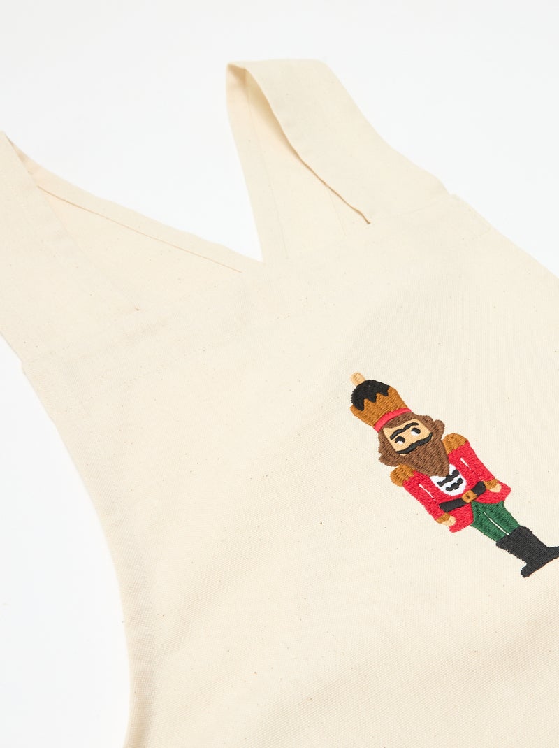 Grembiule adulto stampato Natale in cotone 94x69 cm Beige - Kiabi