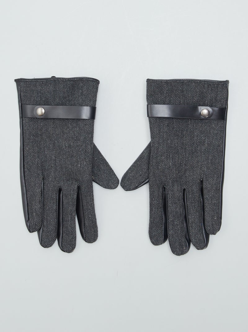 Guanti bimateriale con interno foderato in pile NERO - Kiabi