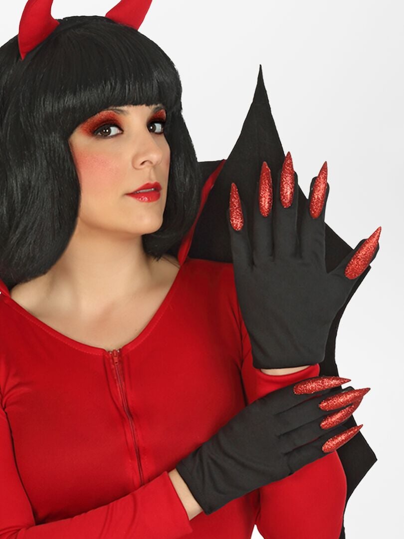 Guanti con unghie fantasia - Costume nero/rosso - Kiabi