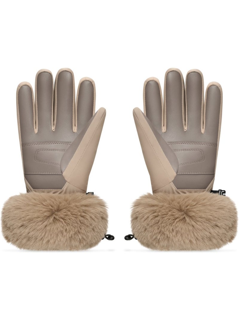 Guanti da sci retrò in pelliccia sintetica uomo e donna langlauf camel Beige - Kiabi