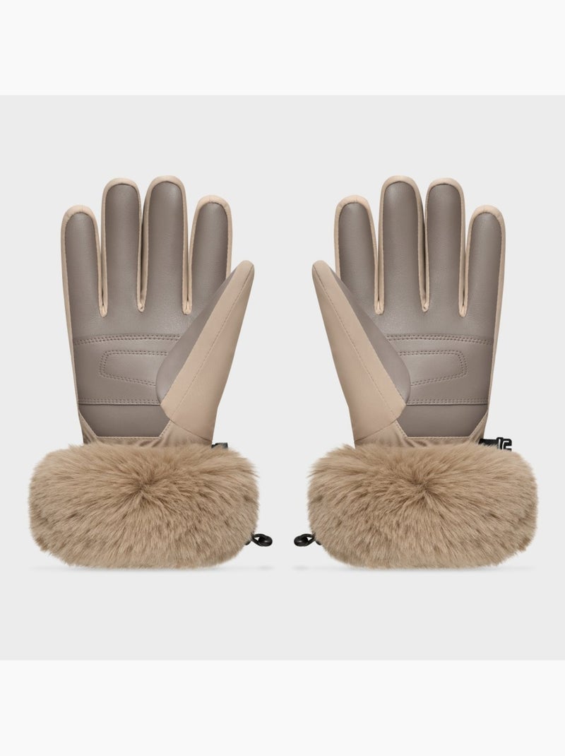 Guanti da sci retrò in pelliccia sintetica uomo e donna langlauf camel Beige - Kiabi