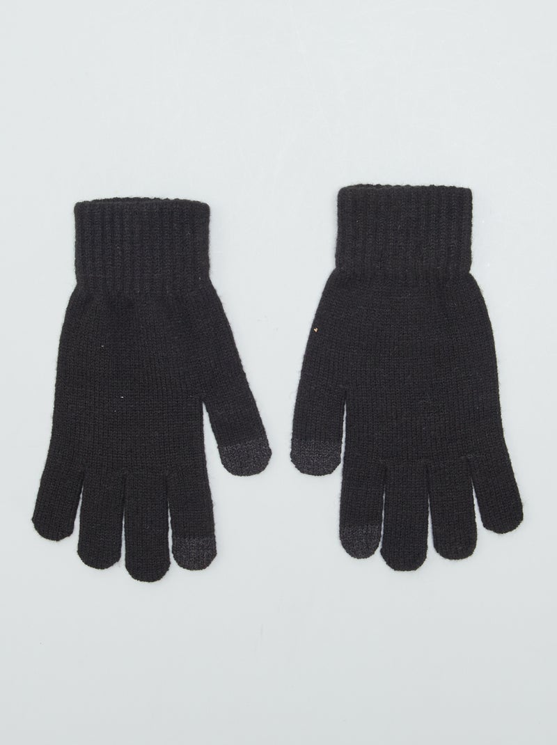 Guanti in maglia a coste nero - Kiabi