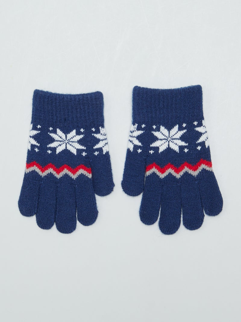 Guanti in maglia con motivi fiocco di neve BLU - Kiabi