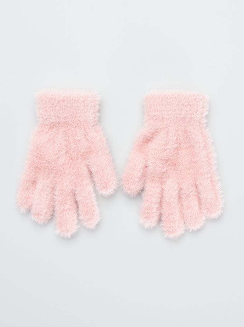 Guanti in maglia peluche ROSA - Kiabi