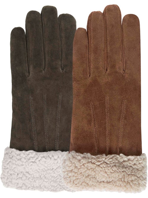 Guanti in pelle, con fodera in finta pelliccia, eleganti donna - Kiabi