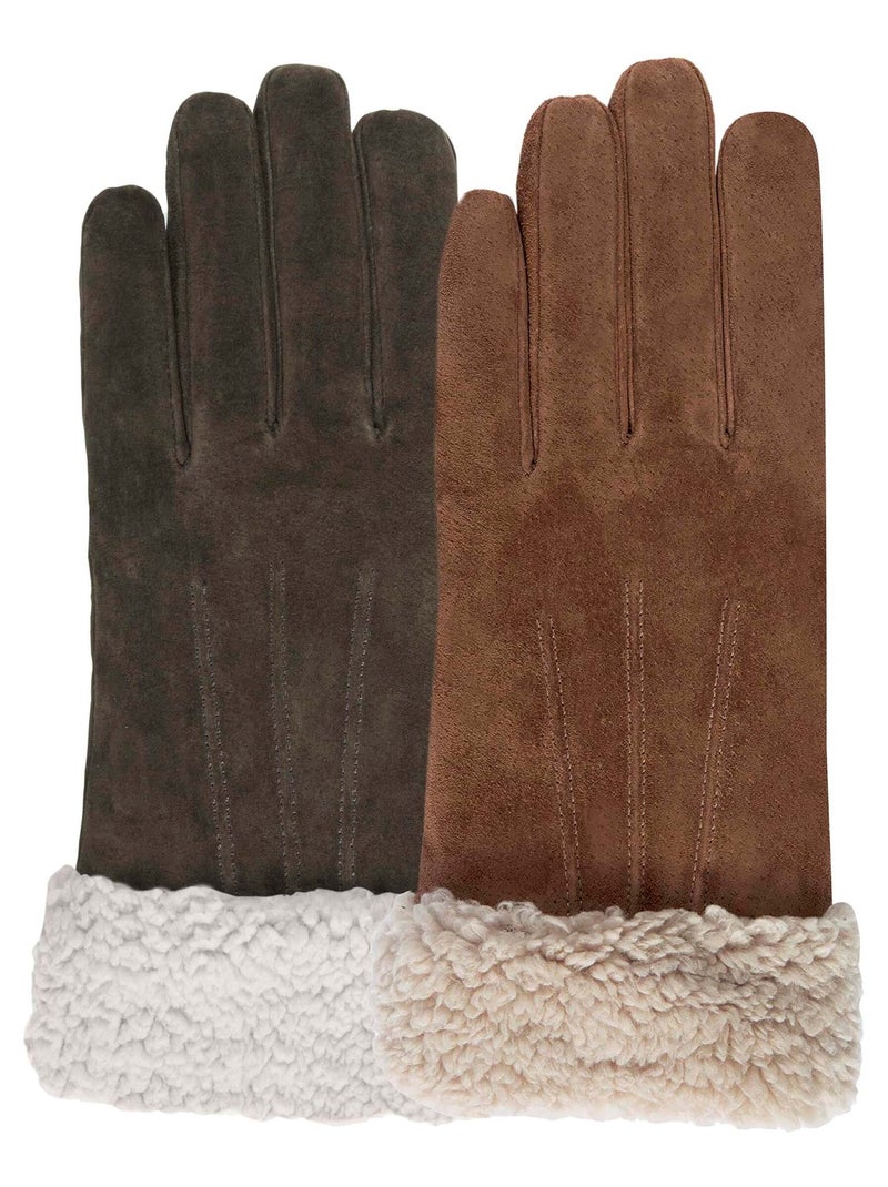 Guanti in pelle, con fodera in finta pelliccia, eleganti donna Isotoner Cognac - Kiabi