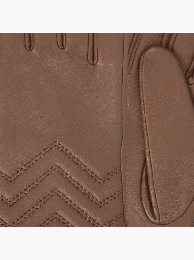 Guanti in pelle di agnello pieno fiore, con fodera in seta, trendy e donna isotoner Cognac - Kiabi