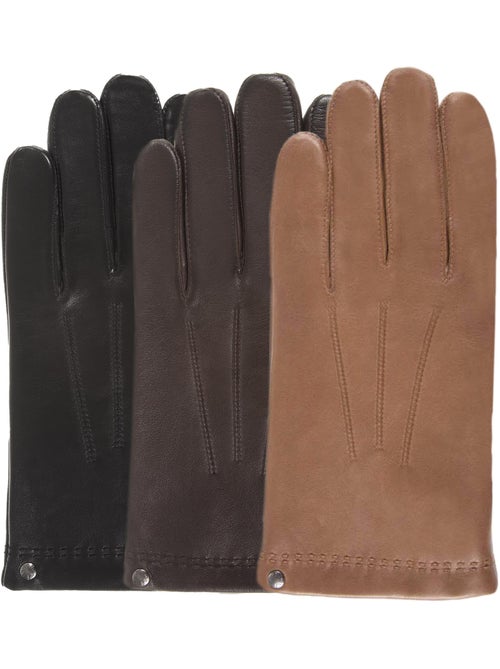 Guanti in pelle di agnello pieno fiore, foderato in cashmere e seta uomo isotoner - Kiabi Guanti in pelle di agnello pieno fiore, foderato in cashmere e seta uomo isotoner - Kiabi
