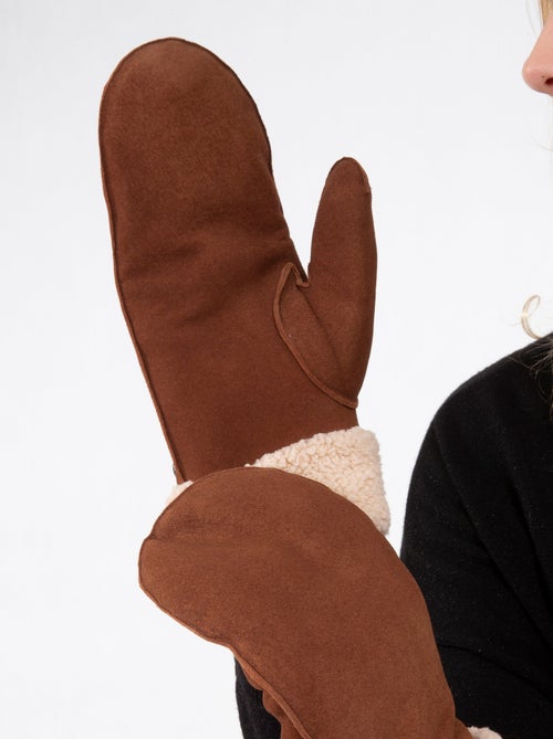 Guanti in pelle di capra scamosciata, con fodera in finta pelliccia donna Isotoner - Kiabi