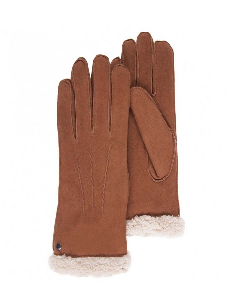 Guanti in pelle di capra scamosciata, con fodera in finta pelliccia donna Isotoner Cognac - Kiabi