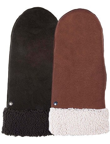 Guanti in pelle di capra scamosciata, con fodera in finta pelliccia donna Isotoner