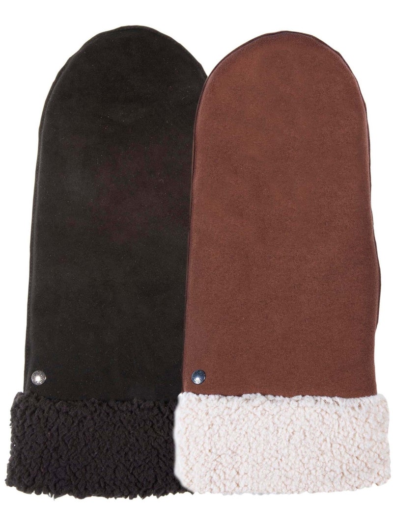 Guanti in pelle di capra scamosciata, con fodera in finta pelliccia donna Isotoner Nero - Kiabi