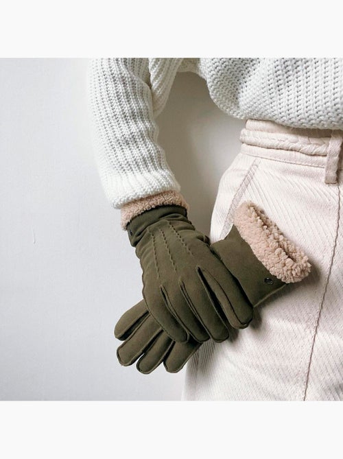 Guanti in pelle di capra scamosciata, con fodera in finta pelliccia donna isotoner - Kiabi
