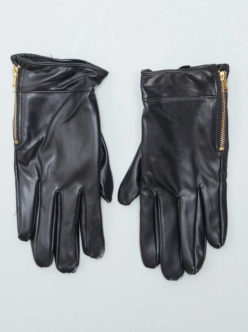Guanti in similpelle con zip fantasia NERO - Kiabi