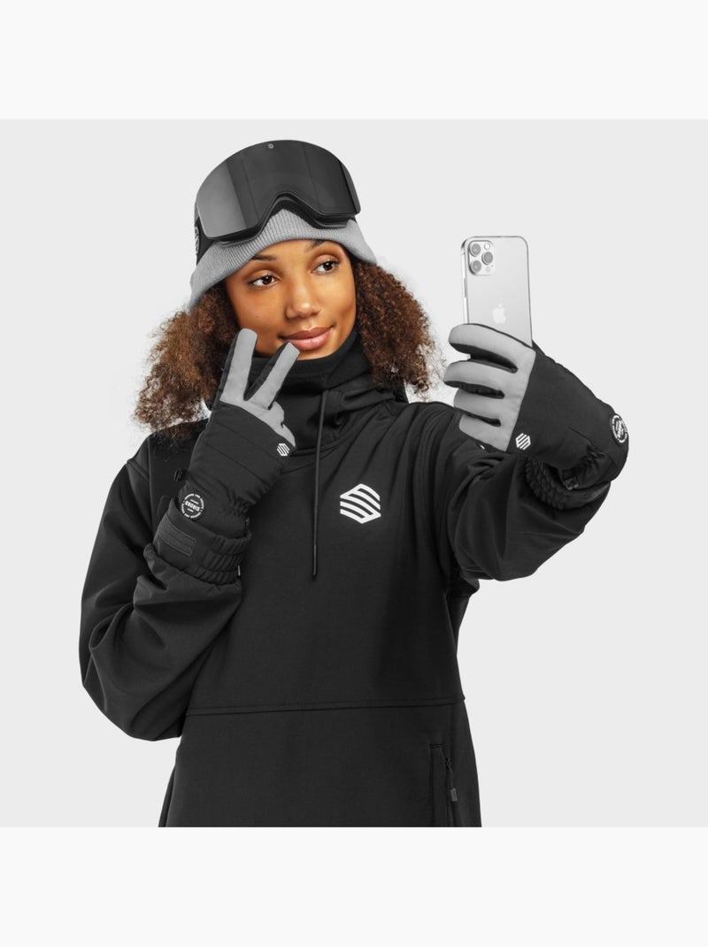 Guanti invernali da snowboard e sci sport invernali uomo e donna voss gray Nero - Kiabi