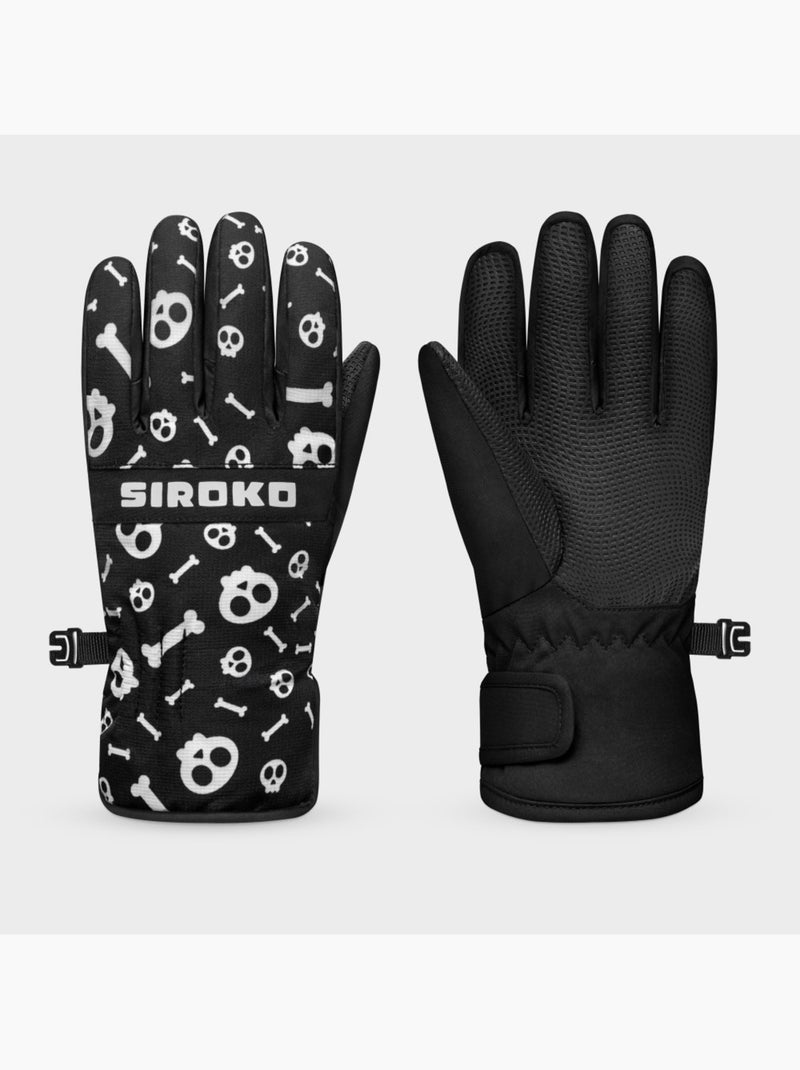 Guanti invernali snowboard e sci bambini sport invernali bambini e bambine skull Nero - Kiabi