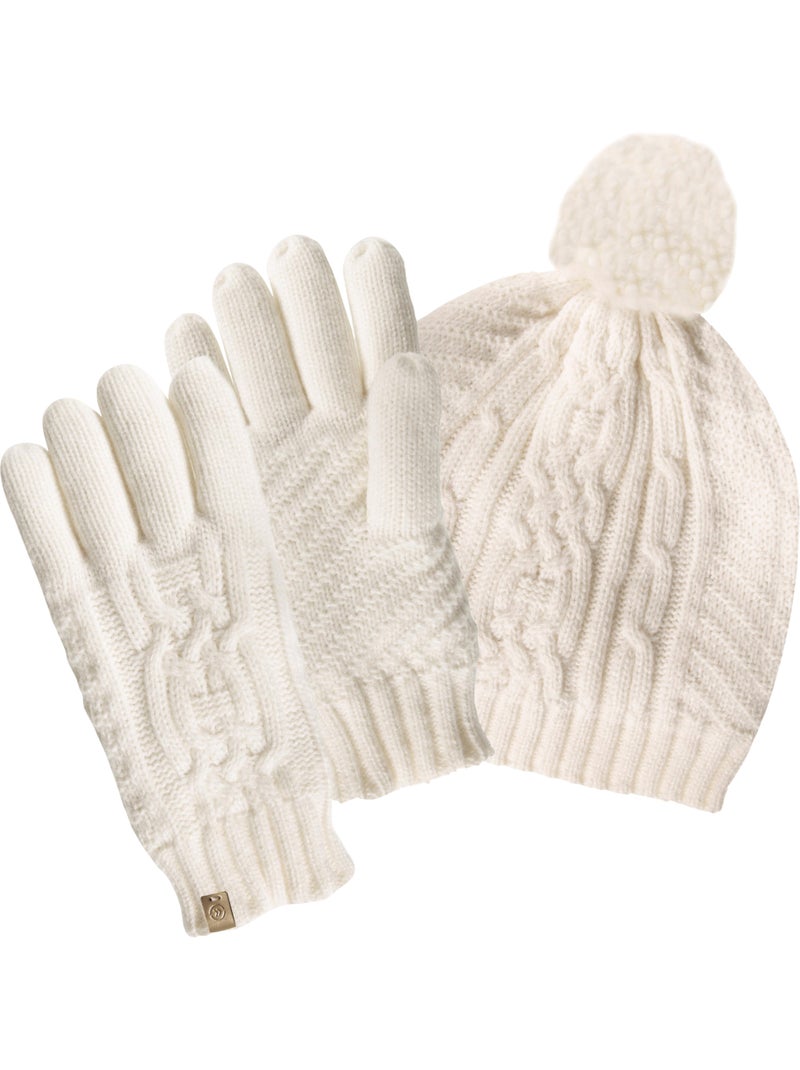 Guanti maglia a cavi - foderata in pile donna Bianco - Kiabi