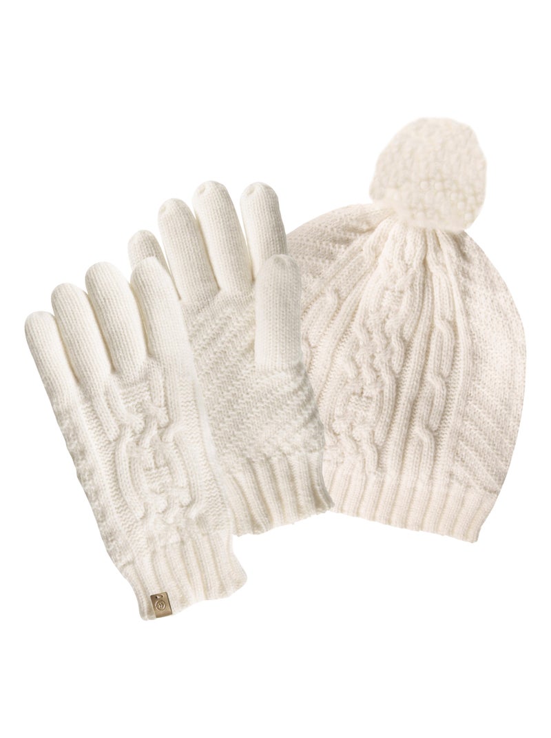 Guanti maglia a cavi - foderata in pile donna Isotoner Bianco - Kiabi