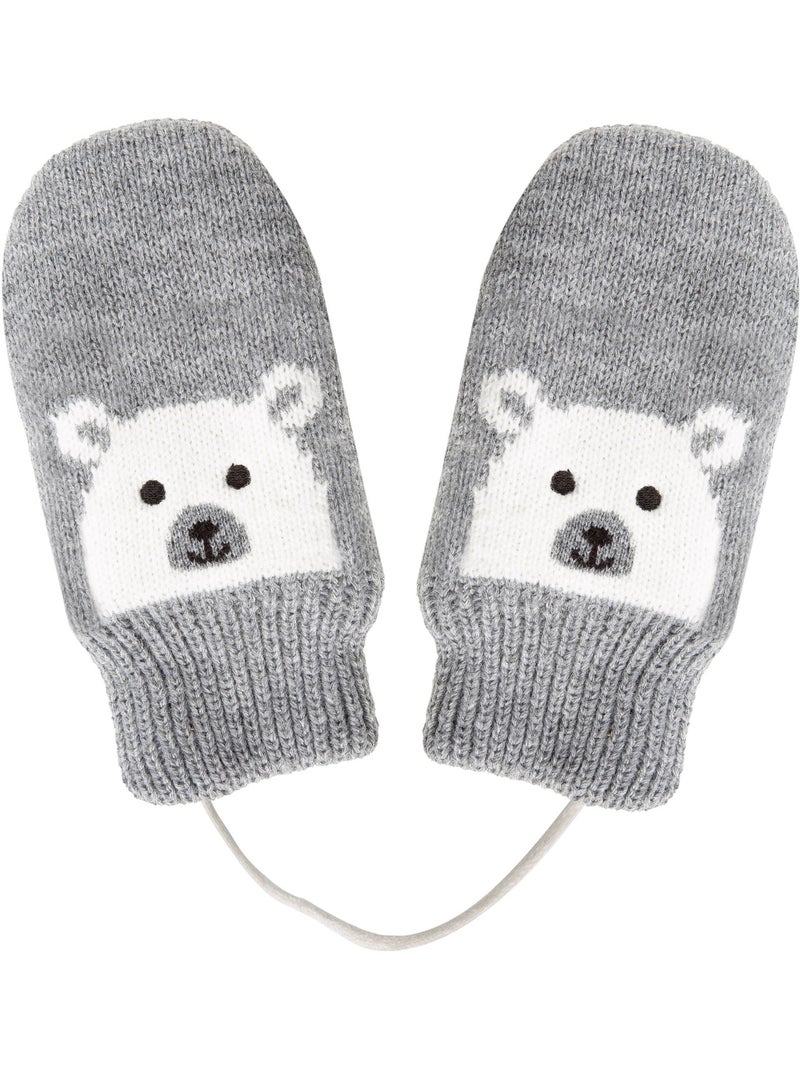 Guanti motivo orso - foderato in pelliccia sintetica unisex bambino Grigio grigio - Kiabi