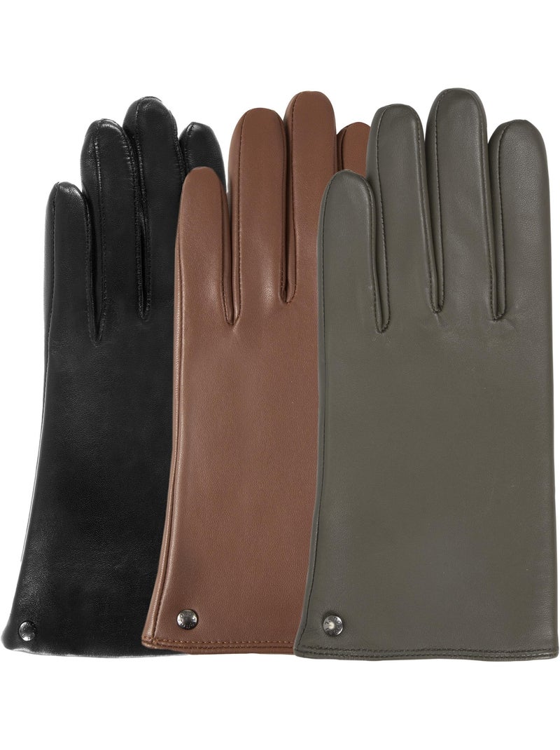 Guanti pelle d'agnello tattile - fodera in micropelliccia sintetica donna isotoner Nero - Kiabi