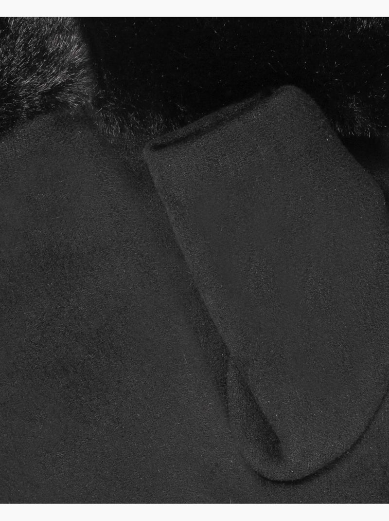 Guanti senza dita con bordo in finta pelliccia bambina Nero - Kiabi