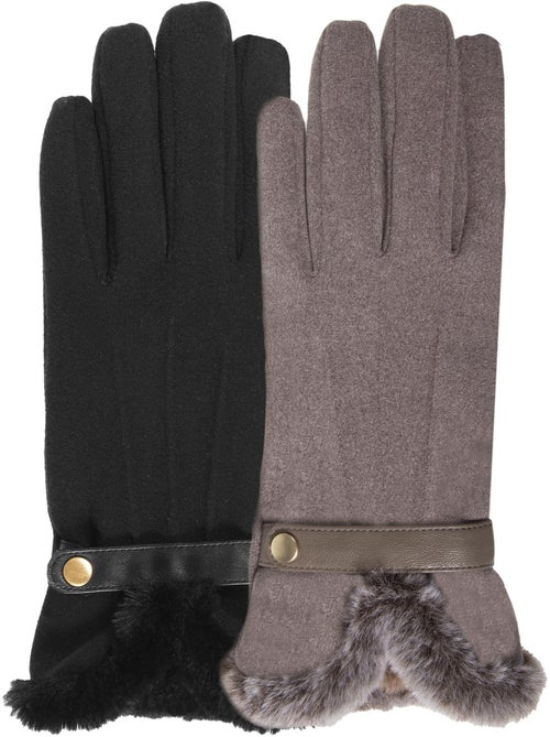 Guanti tattile, caldo, foderato in finta pelliccia, taglia unica donna - Kiabi Guanti tattile, caldo, foderato in finta pelliccia, taglia unica donna - Kiabi