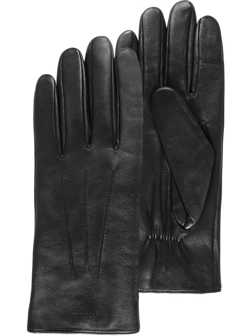 Guanti tattile, caldo, foderato in pelle di pecora e in pile uomo isotoner Nero Nero - Kiabi