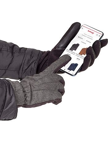 Guanti tessuto bimateriale/pile tattile - fodera flessibile uomo isotoner