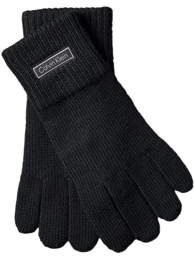 Guanti Uomo Calvin Klein Jeans in Maglia con Patch Nero - Kiabi