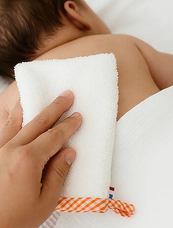 Guanto da toilette in cotone biologico bianco