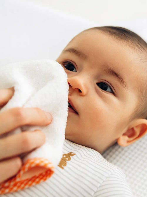 Guanto da toilette in cotone biologico bianco - Kiabi