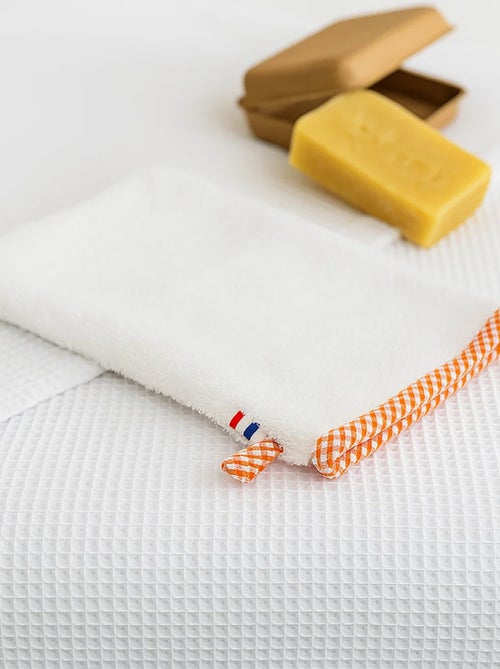 Guanto da toilette in cotone biologico bianco - Kiabi