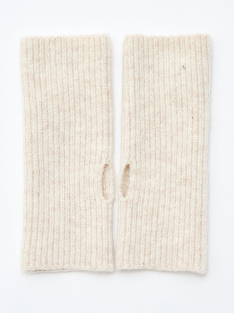 Guanto senza dita con polsino tinta unita Beige - Kiabi