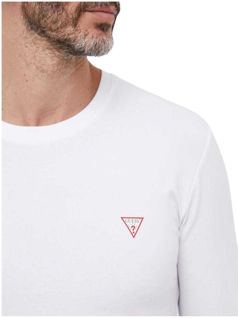 Guess Maglietta Logo Triangolo Manica Lunga Uomo Bianco - Kiabi