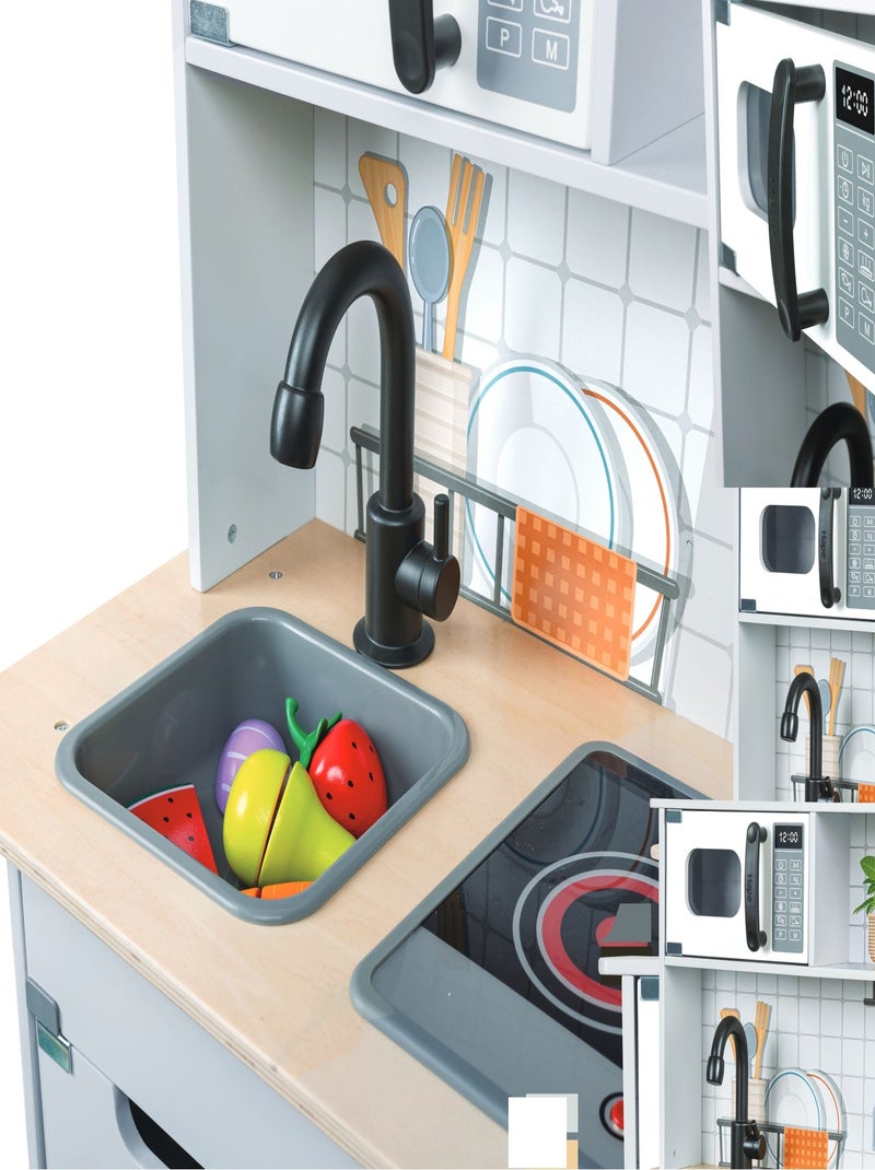 HAPE - Cucina interattiva per bambini in legno - 60 x 91,8 x 30 cm - A partire da 3 anni Grigio - Kiabi