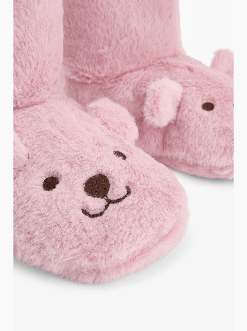 Happy bear pantofola da casa ricamata con animale penti Rosa chiaro - Kiabi