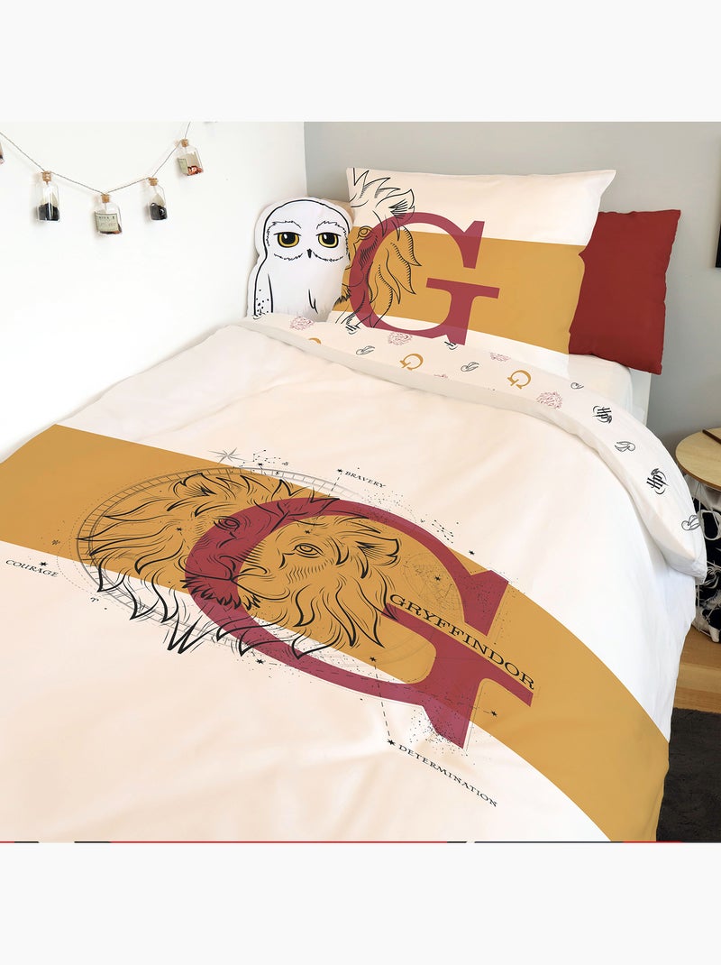 Harry Potter - Completo Letto Bambino Cotone Grifondoro Leone - Copripiumino 140x20 Bianco - Kiabi