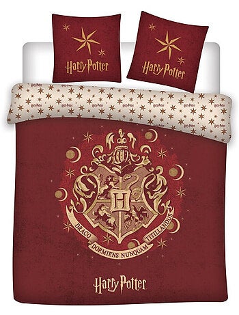 Harry Potter, Set Copripiumino Matrimoniale Stampato Reversibile, HOGWARTS ROSSO