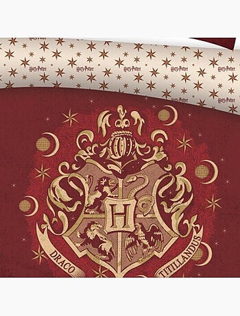 Harry Potter, Set Copripiumino Matrimoniale Stampato Reversibile, HOGWARTS ROSSO