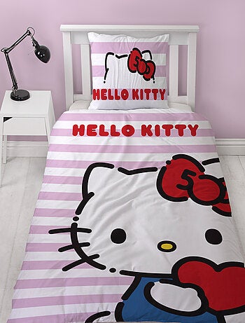Hello Kitty, Completo Letto per Bambini Reversibile, Gattino Adorabile, Copripiumino 140x200 cm
