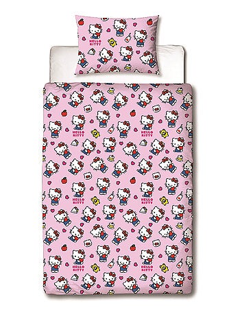 Hello Kitty, Completo Letto per Bambini Reversibile, Gattino Adorabile, Copripiumino 140x200 cm