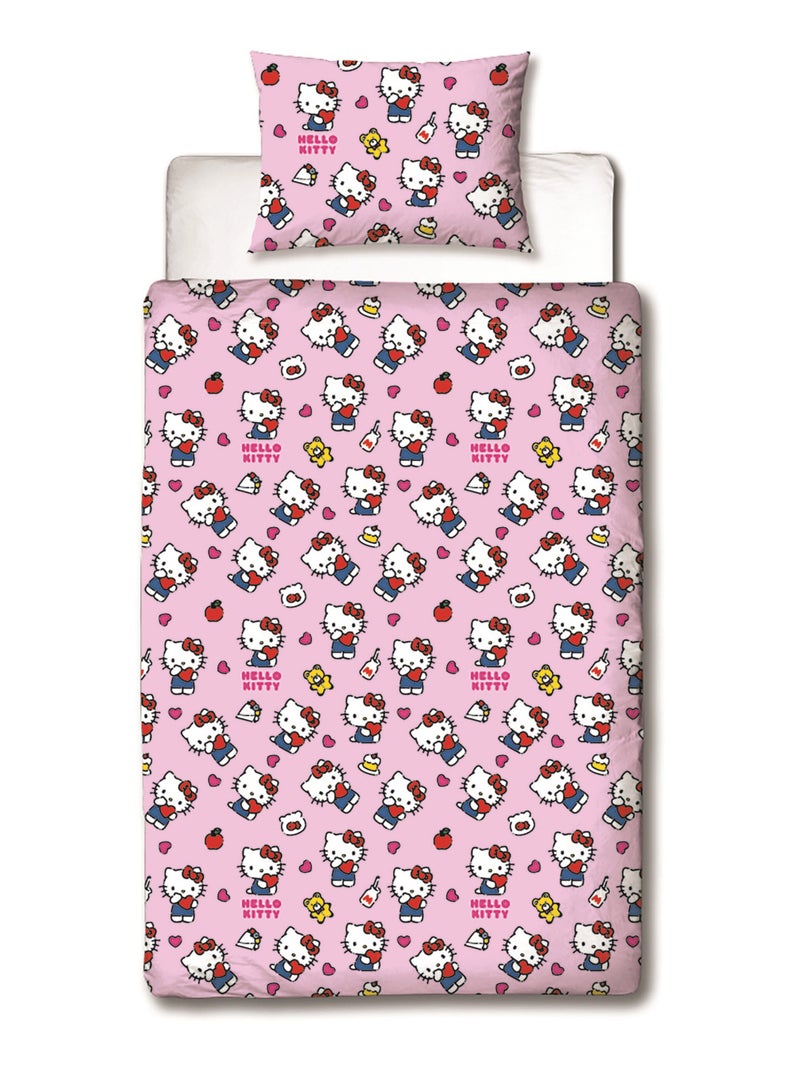 Hello Kitty, Completo Letto per Bambini Reversibile, Gattino Adorabile, Copripiumino 140x200 cm Rosa - Kiabi