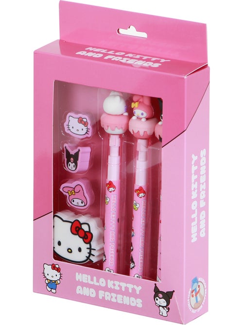 Hello Kitty Mix Confezione di 3 Matite Eterne + 3 Gomme + Temperamatite, Rosa - Kiabi Hello Kitty Mix Confezione di 3 Matite Eterne + 3 Gomme + Temperamatite, Rosa - Kiabi