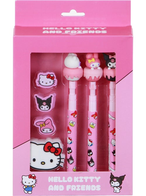 Hello Kitty Mix Confezione di 3 Matite Eterne + 3 Gomme + Temperamatite, Rosa - Kiabi Hello Kitty Mix Confezione di 3 Matite Eterne + 3 Gomme + Temperamatite, Rosa - Kiabi