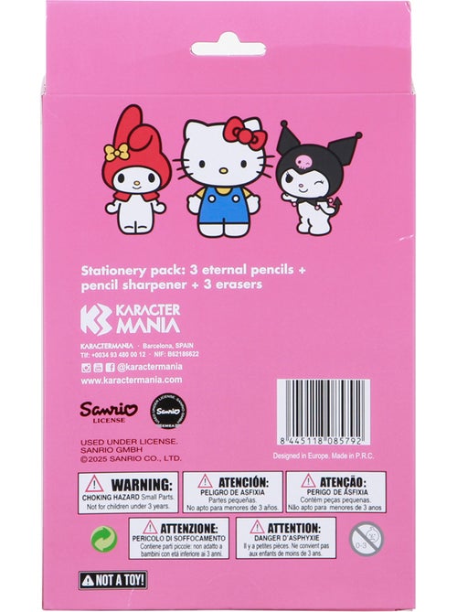 Hello Kitty Mix Confezione di 3 Matite Eterne + 3 Gomme + Temperamatite, Rosa - Kiabi Hello Kitty Mix Confezione di 3 Matite Eterne + 3 Gomme + Temperamatite, Rosa - Kiabi