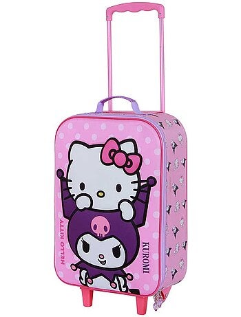 Hello kitty playful valigia trolley soft 3d, rosa